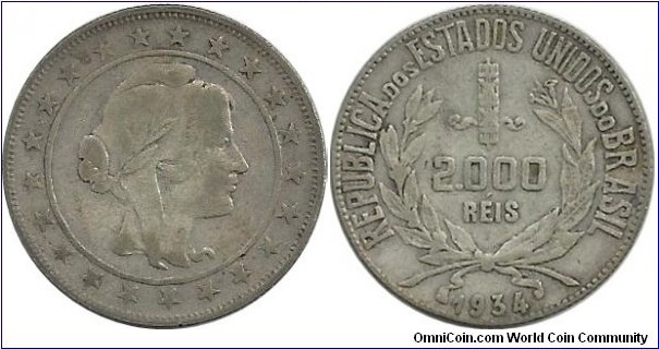 Brasil 2000 Reis 1934