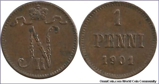 Finland-Russia 1 Pennia 1901