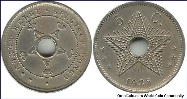 Congo-Belgium 5 Centimes 1925