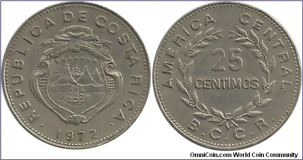 CostaRica 25 Centimos 1972