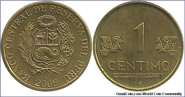 Peru 1 Centimo 2006 Brass
