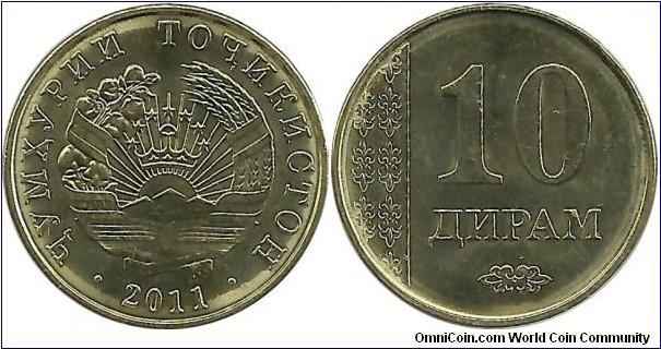 Tajikistan 10 Diram 2011