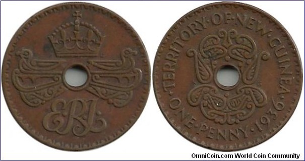 New Guinea Territory 1 Penny 1936-Edward VIII