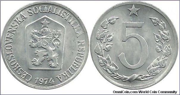 Czechoslovakia 5 Haler 1974