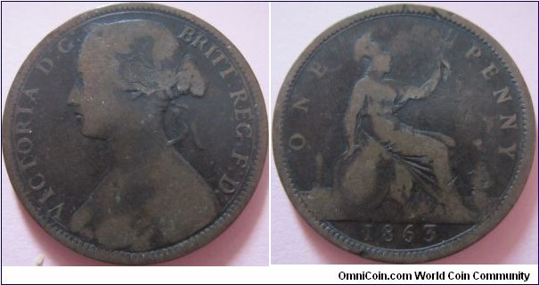1863 penny Fair grade