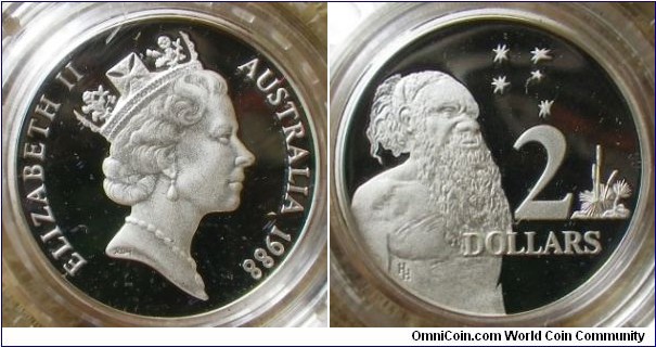 Australia 1988 2 dollar coin struck in silver. Proof condition. 