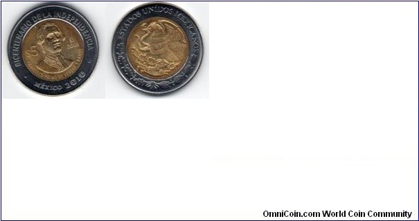 $5 Peso
Heros of the war of Independence Francisco Primo de Verdad y Ramos 1768-1808