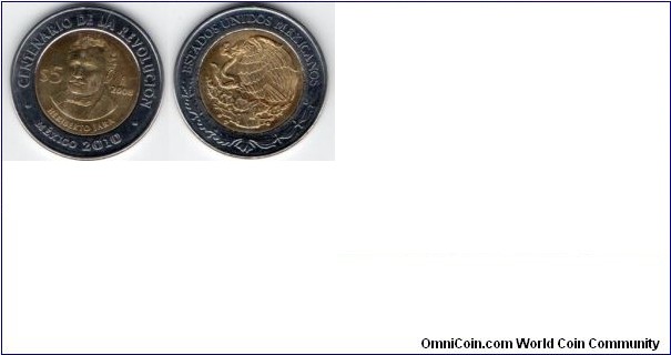 $5 Pesos
Personalities of the Revolution Heriberto Jara 1866-1939