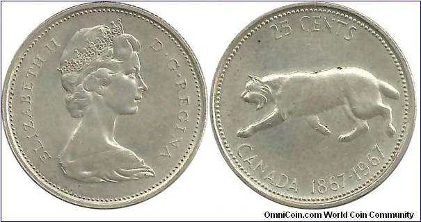 Canada 25 Cents 1967 - 100th Anniversary of Canada