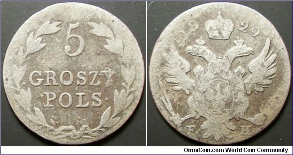 Poland 1829 5 grosz. Weight: 1.34g. 