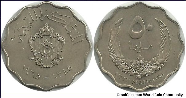 Libya 50 Milliemes 1385-1965