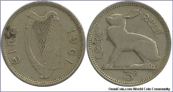 Ireland 3 Pence 1961