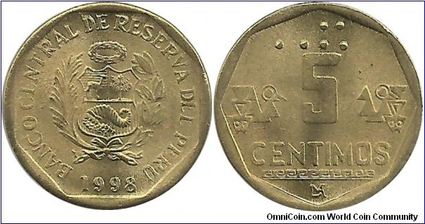 Peru 5 Centimos 1998