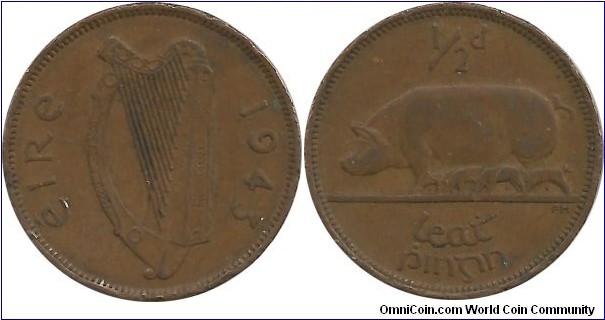 Ireland ½ Penny 1943