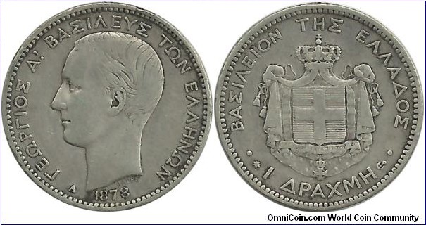 GreeceKingdom 1 Drahmi 1873A
King George I(1863-1913)