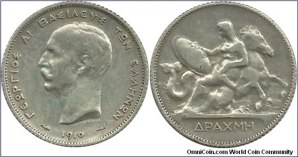 GreeceKingdom 1 Drahmi 1910
King George I(1863-1913)