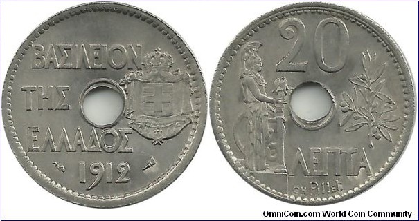 GreeceKingdom 20 Lepta 1912
King George I(1863-1913)