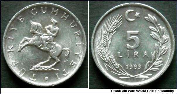 Turkey 5 lira.
1983