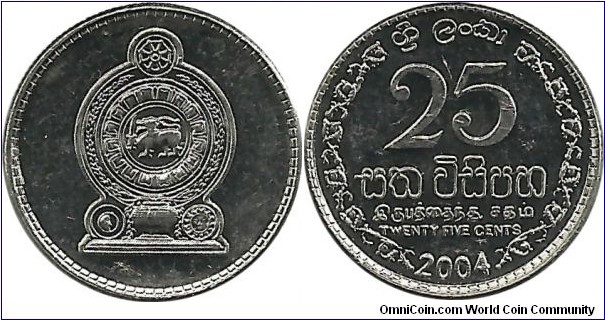 SriLanka 25 Cents 2004