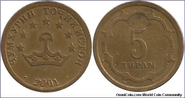 Tajikistan 5 Diram 2001