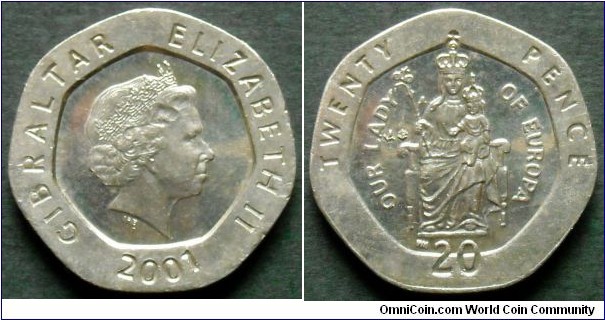 Gibraltar 20 pence.
2001