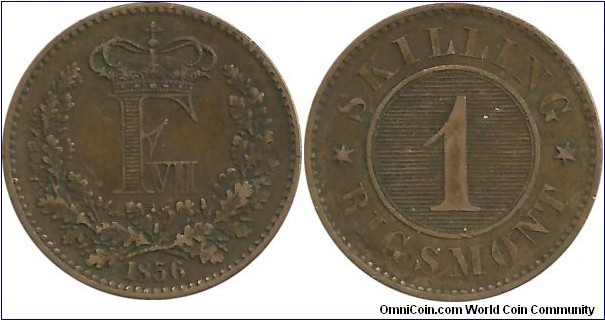 Denmark 1 Skilling Rigsmont 1856