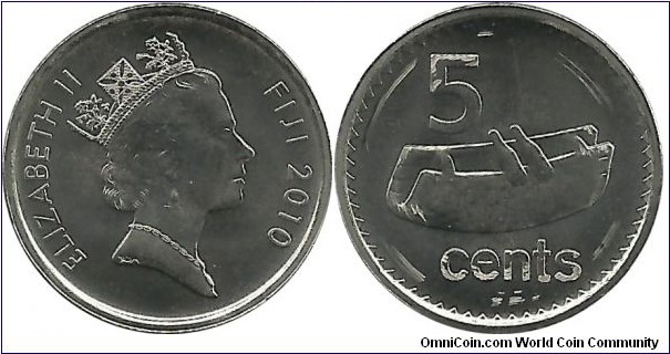 Fiji 5 Cents 2010
Note: There is mint scratch on coin.