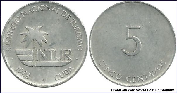 Cuba-INTUR 5 Centavos 1988