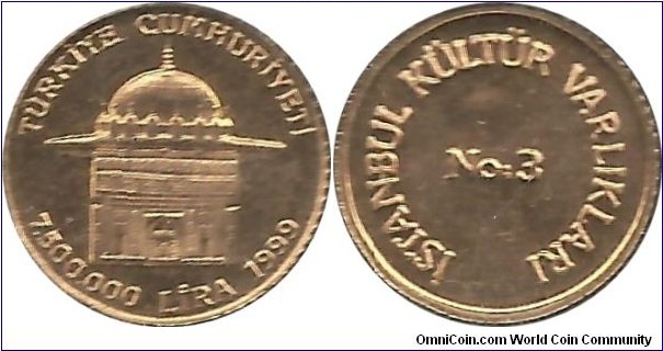 Turkey 7500000 Gold Türk Lirasi 1999