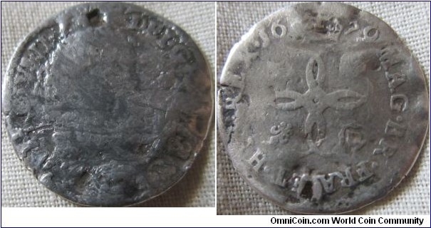 1679 maundy 4D, again very battered and holed