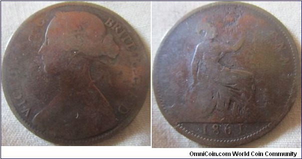1861 penny fair grade