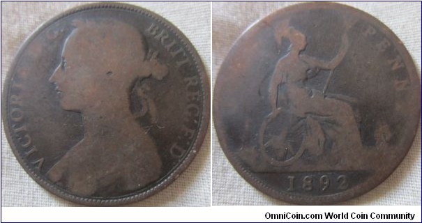 1892 penny fair grade
