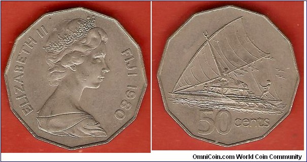 Elizabeth II
Sailing boat
12-sided
copper-nickel