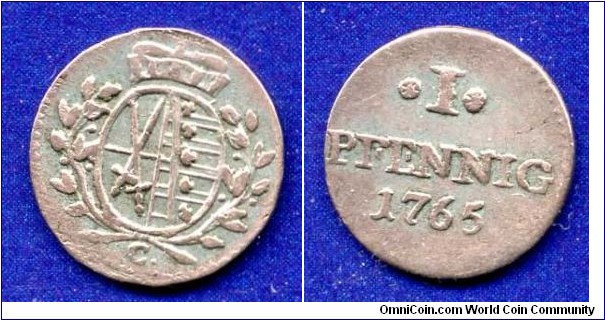 1 pfennig.
Sachsen.
Feiedrich August III (1763-1806).


Bilon.