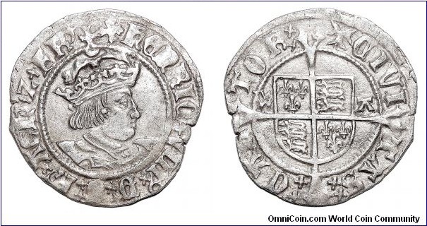 ENGLAND~Half Groat 1509-1547. Under King: Henry VIII.