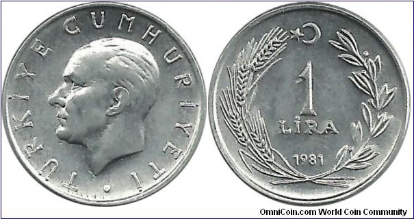 Turkey 1 Lira 1981