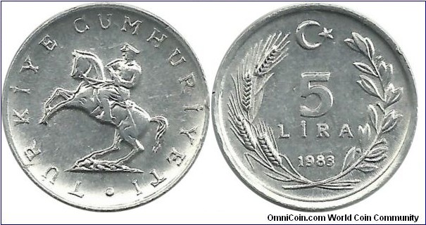 Turkey 5 Lira 1983