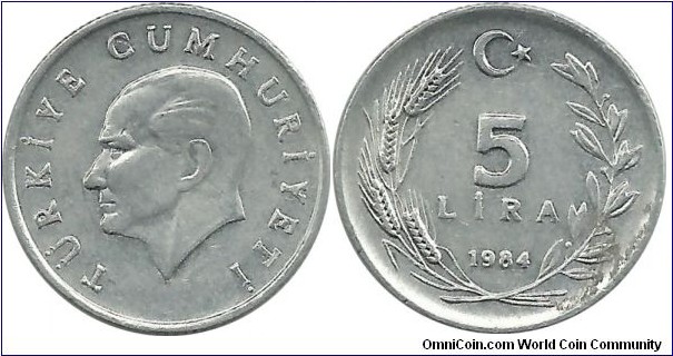Turkey 5 Lira 1984