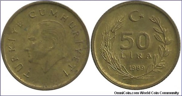 Turkey 50 Lira 1989