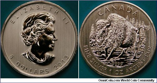 Canadian Buffalo.  From their wildlife series.  $5, 1oz Ag bullion coin. (had hard time getting a good image of the reverse)