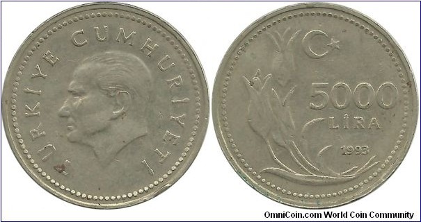 Turkey 5000 Lira 1993