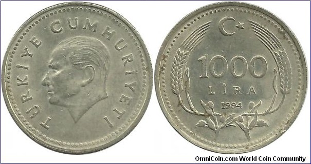 Turkey 1000 Lira 1994