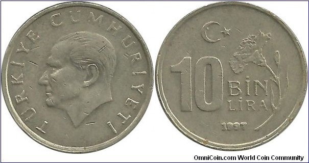 Turkey 10 Bin Lira 1997