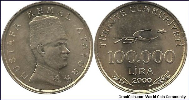 Turkey 100000 Lira 2000