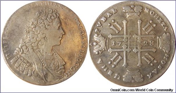Russia 1 Ruble 1728 (Petar II)