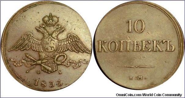Russian Empire   10 Kopek 1833