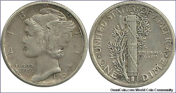 USA 10 Cents 1917S