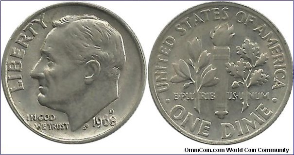 USA 10 Cents 1968D