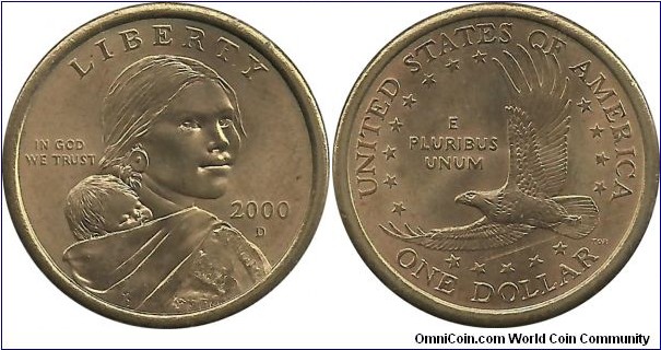 USA 1 Dollar 2000D (Sacagawea dollar)