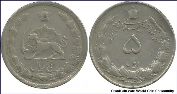 Iran-Kingdom 5 Rial SH 1343